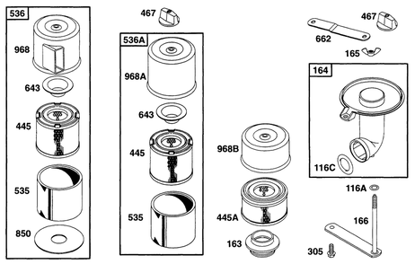 Air Cleaner Grp Diagram and Parts List for 171432-0301-XX  Briggs and Stratton Engine